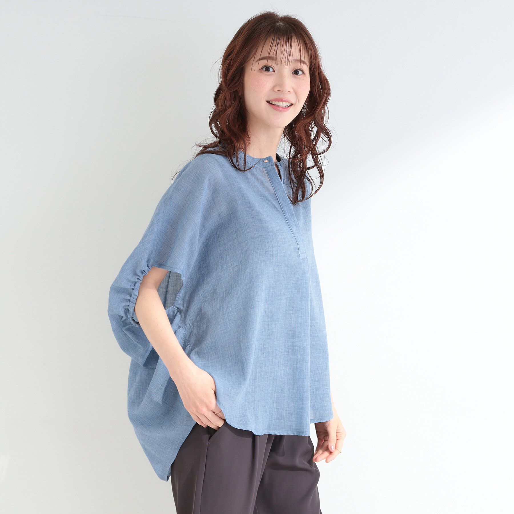 SHOO･LA･RUE「【体型カバー】バルーン風ゆるシャツブラウス」|シャツ・ブラウス|