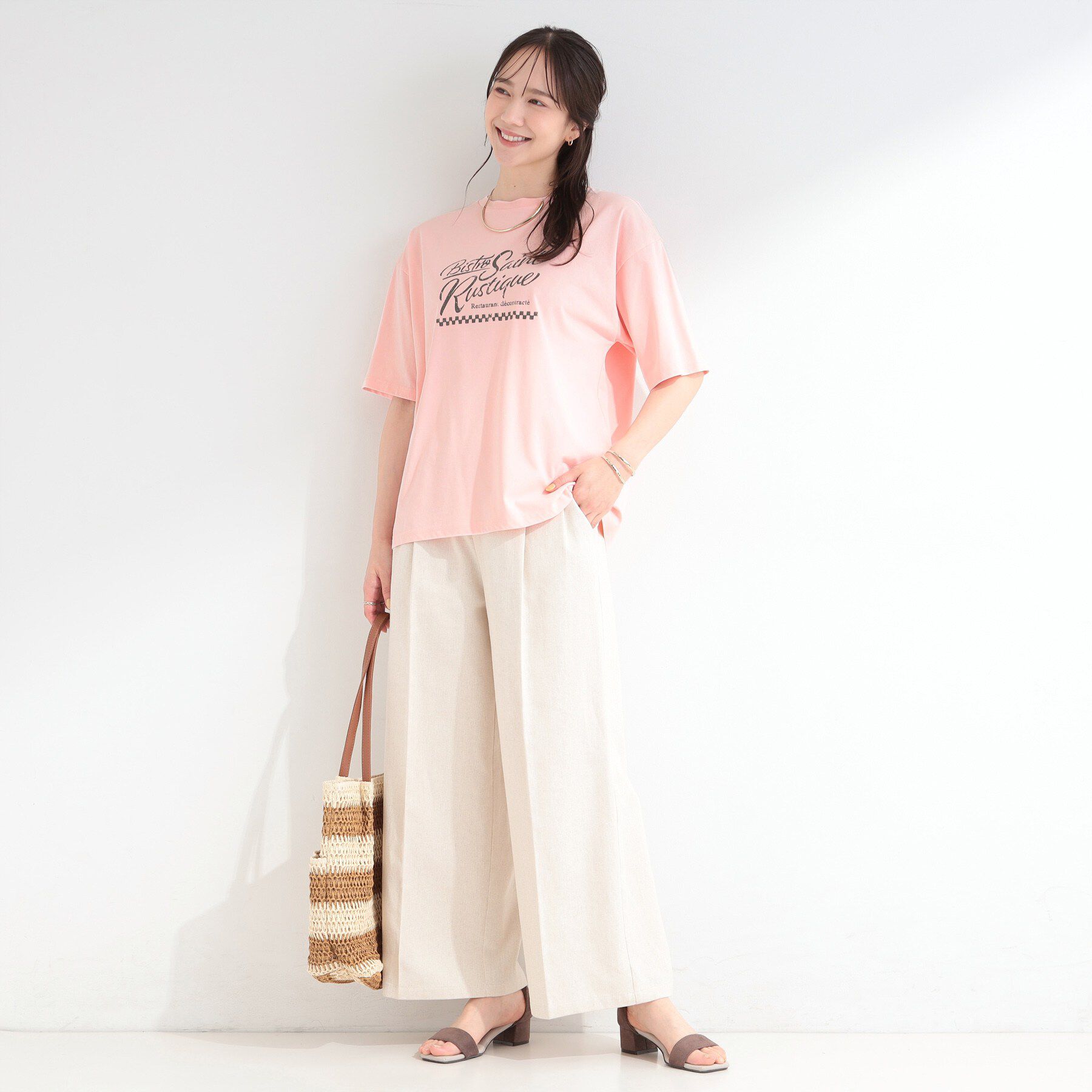 SHOO･LA･RUE「【ひんやり/S-LL/洗濯機可】選べる3柄 ヴィンテージ風こなれアソートTシャツ」|Tシャツ・カットソー|