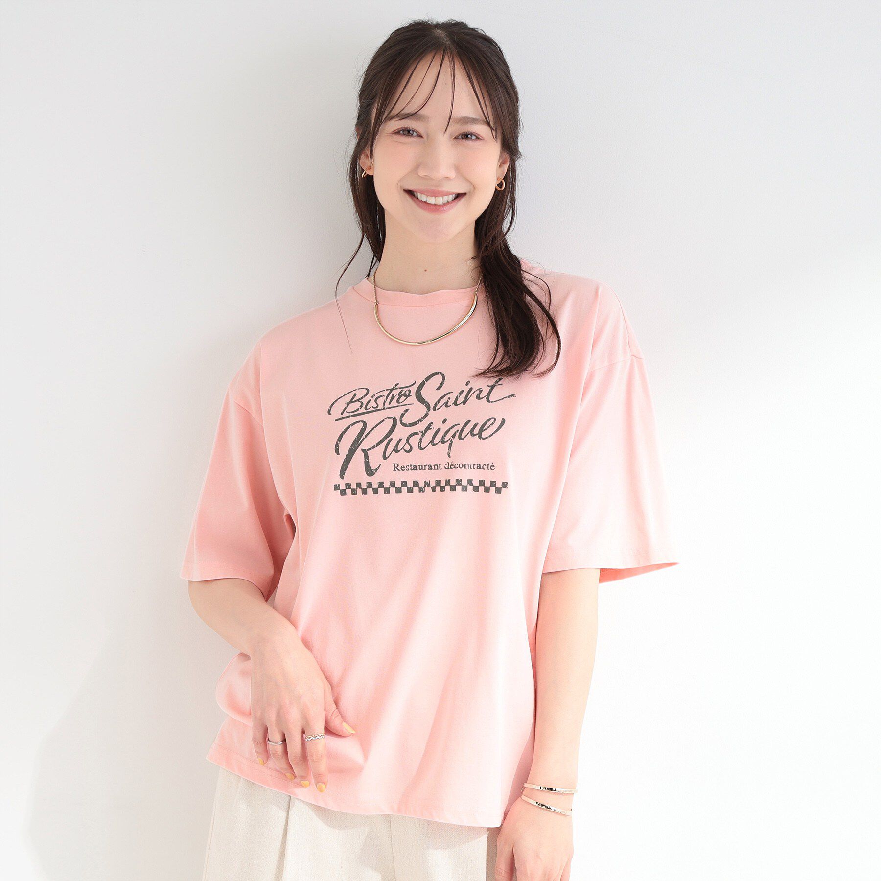 SHOO･LA･RUE「【ひんやり/S-LL/洗濯機可】選べる3柄 ヴィンテージ風こなれアソートTシャツ」|Tシャツ・カットソー|