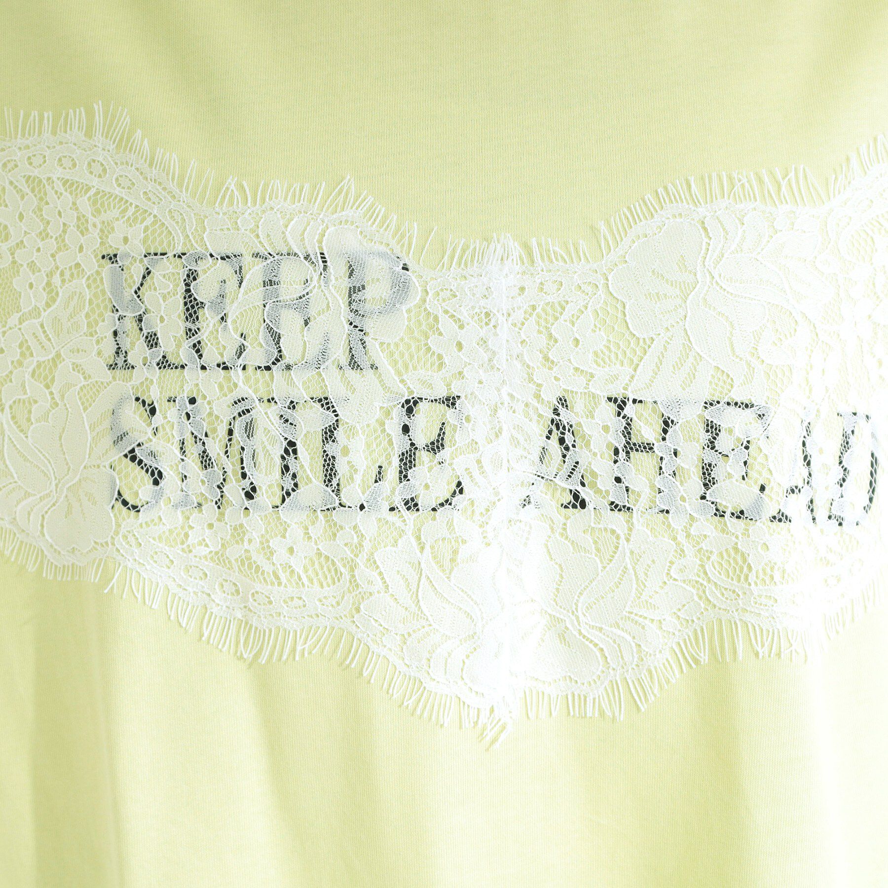 SHOO･LA･RUE「【ひんやり/洗濯機可】レースデザインでこなれ見え ロゴプリントTシャツ」|Tシャツ・カットソー|
