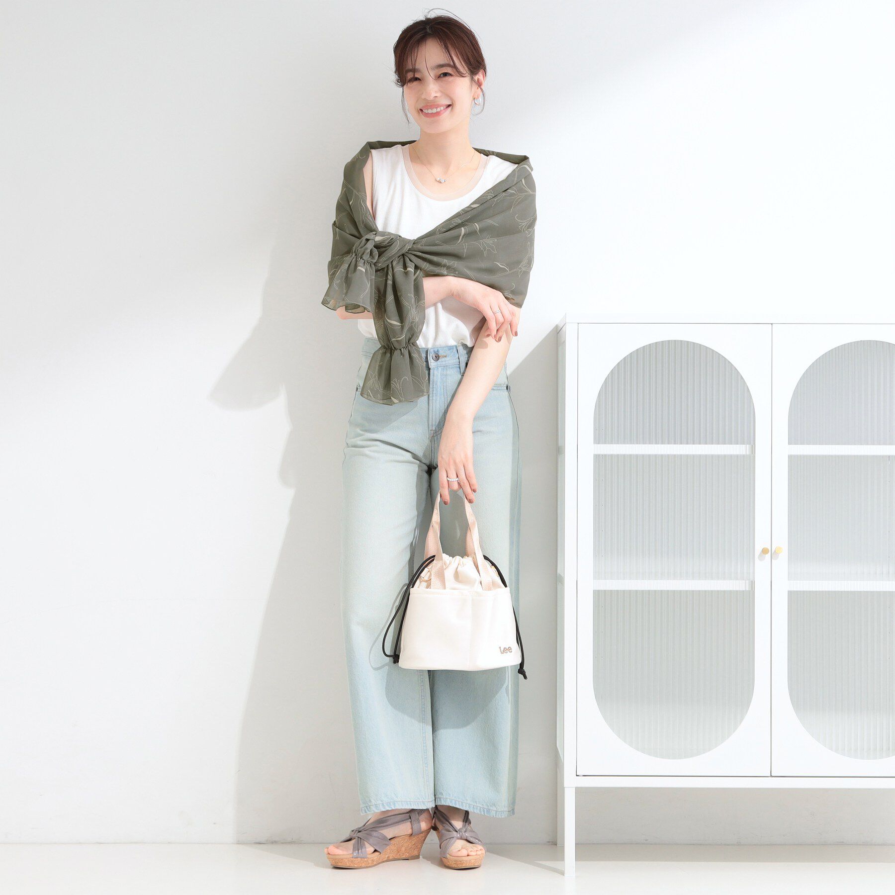 SHOO･LA･RUE「【ひんやり/2WAY】ストールにもなる ふんわりシアー花柄ボレロ」|カーディガン|