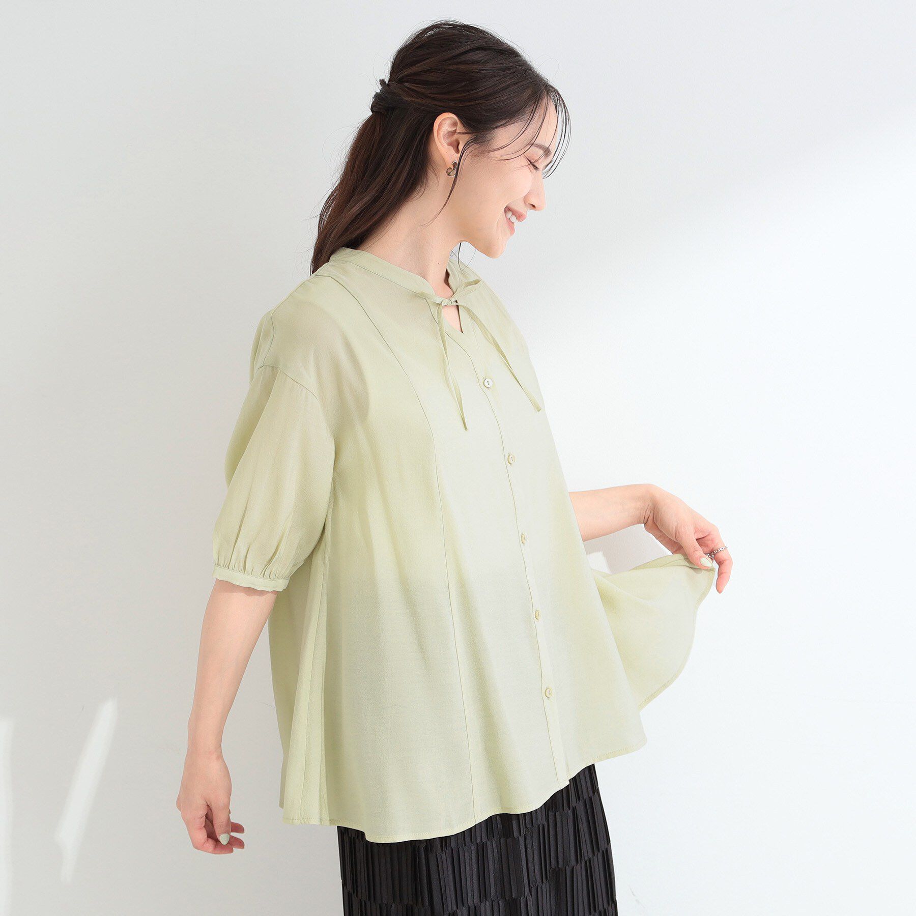 SHOO･LA･RUE「【S-LL】インせず着られる 切替フレアブラウス」|シャツ・ブラウス|
