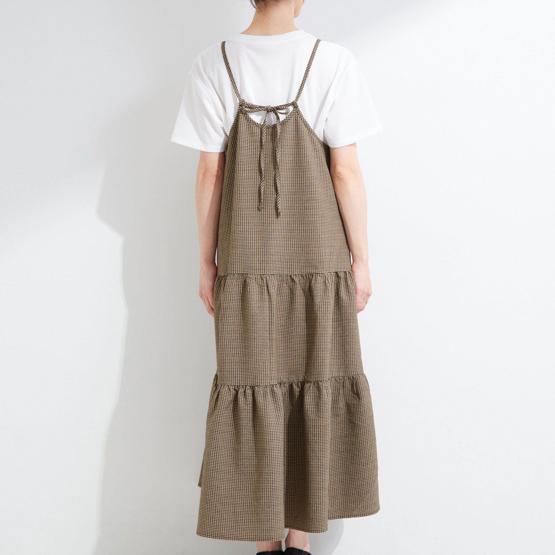 SHOO･LA･RUE「【S-LL/洗濯機可】ほんのり甘いチェック柄 ティアードキャミワンピース」|ワンピース|