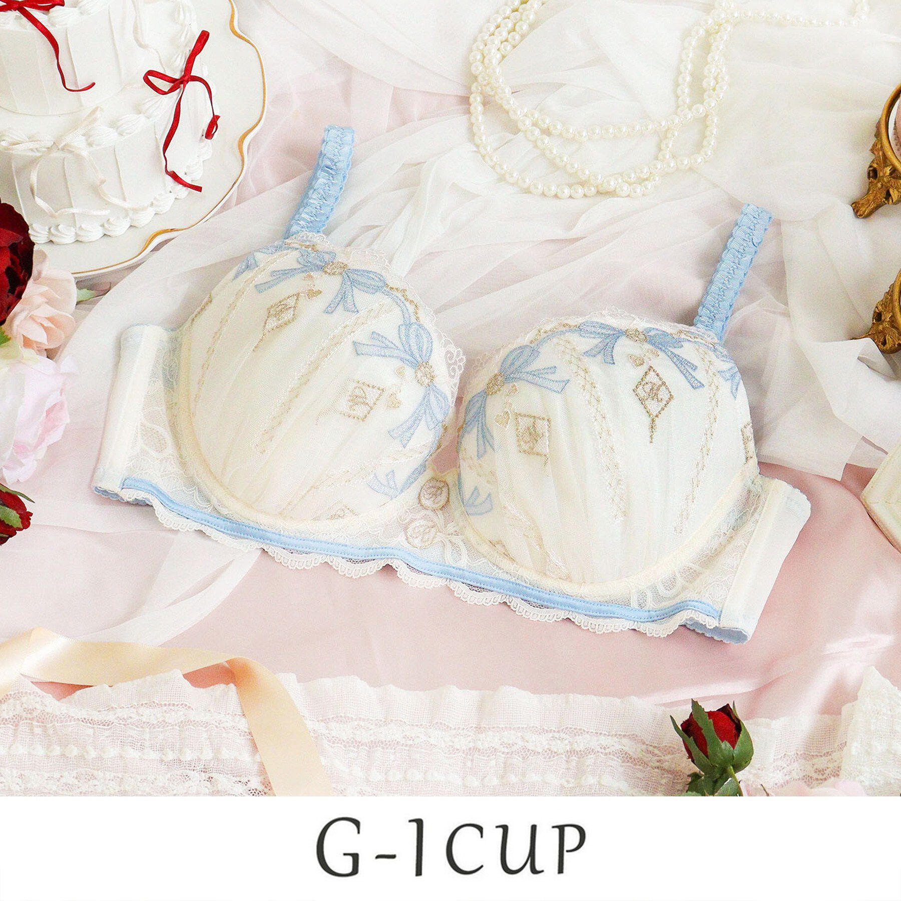 Risa Magli「イルメラ ブラジャー (G-I) ＜Glamor Bra／バストアップタイプ＞」|インナー|ブルー(092)