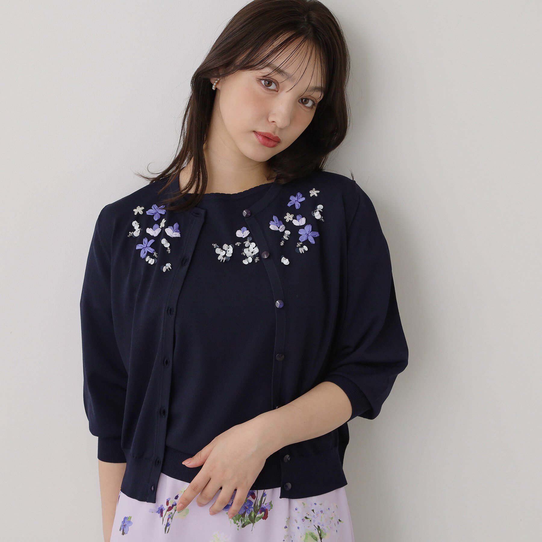SunaUna「【SS～Lサイズ展開／スパンコール・ビジュー・刺繍】クラフトカーディガン」|カーディガン|