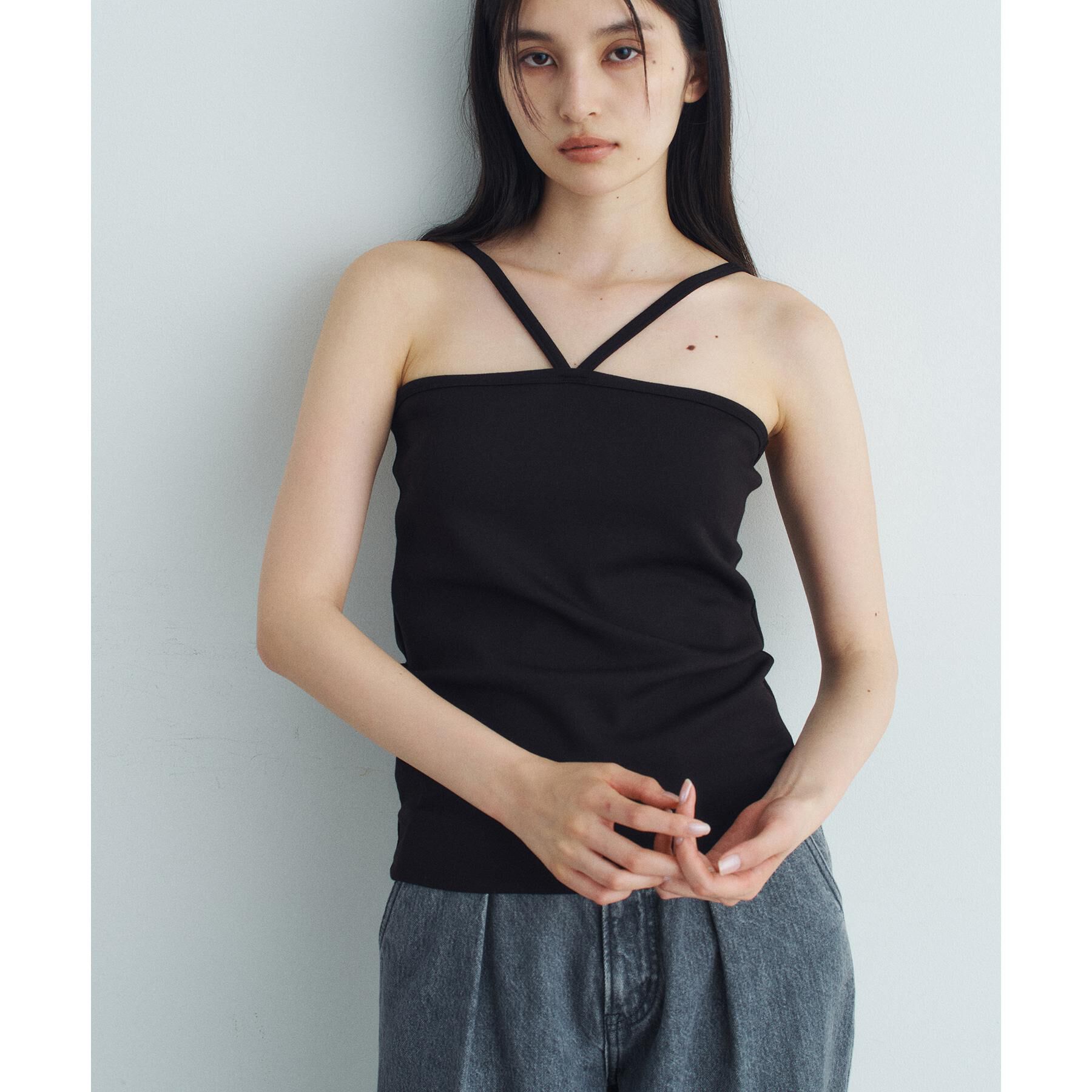 CODE A「【Cup-in】design cut camisole」|キャミソール|ブラック(019)