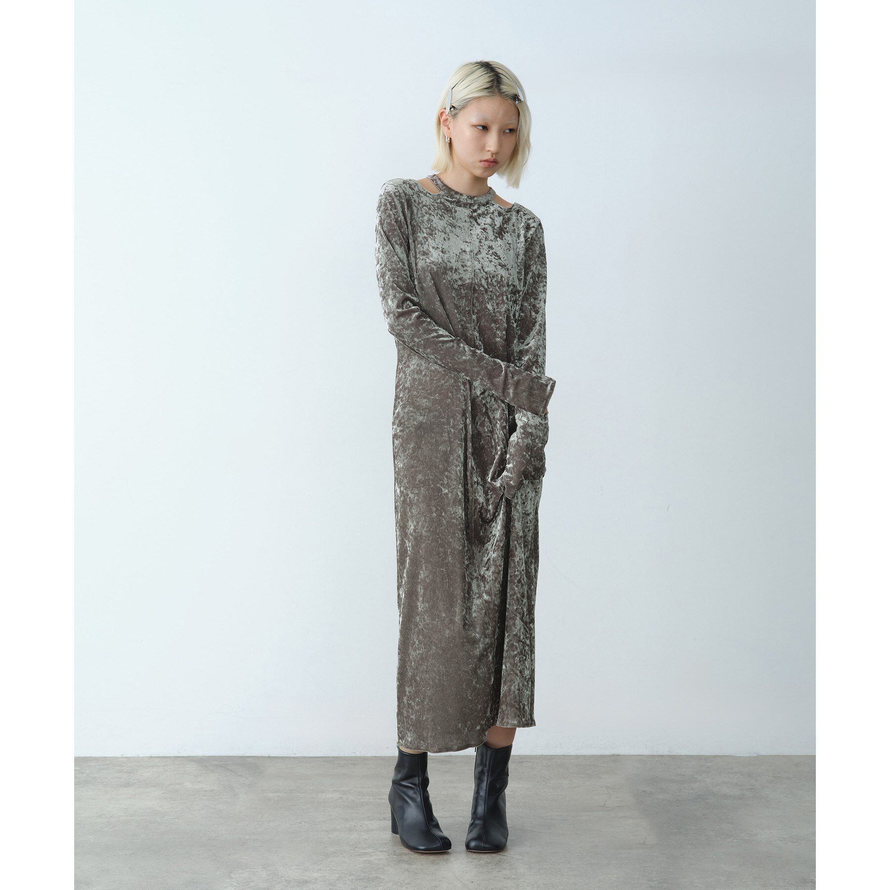 CODE A「【Re】neck point velour dress」|ワンピース|