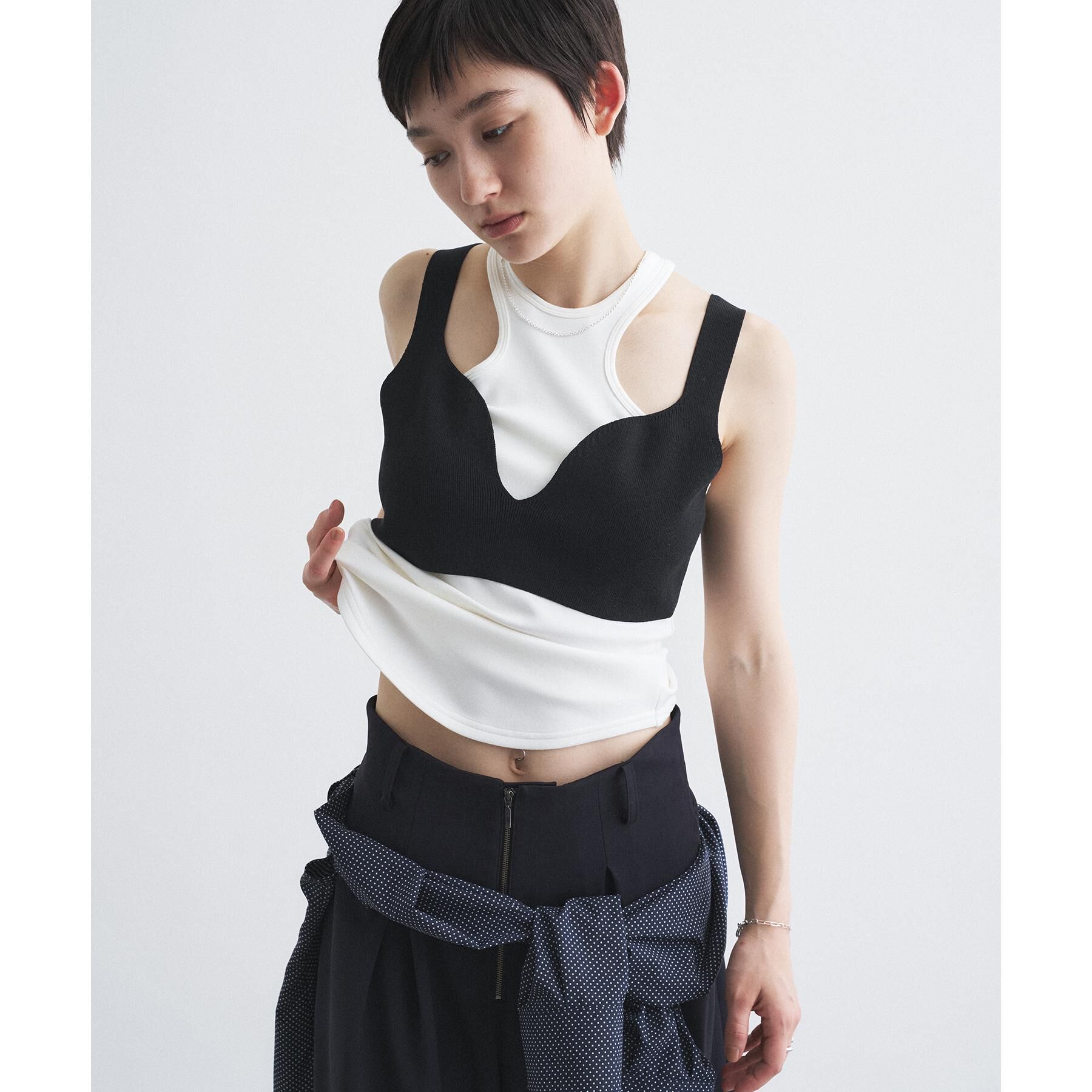 CODE A「【Re】【Cup-in】design cut tank」|キャミソール|