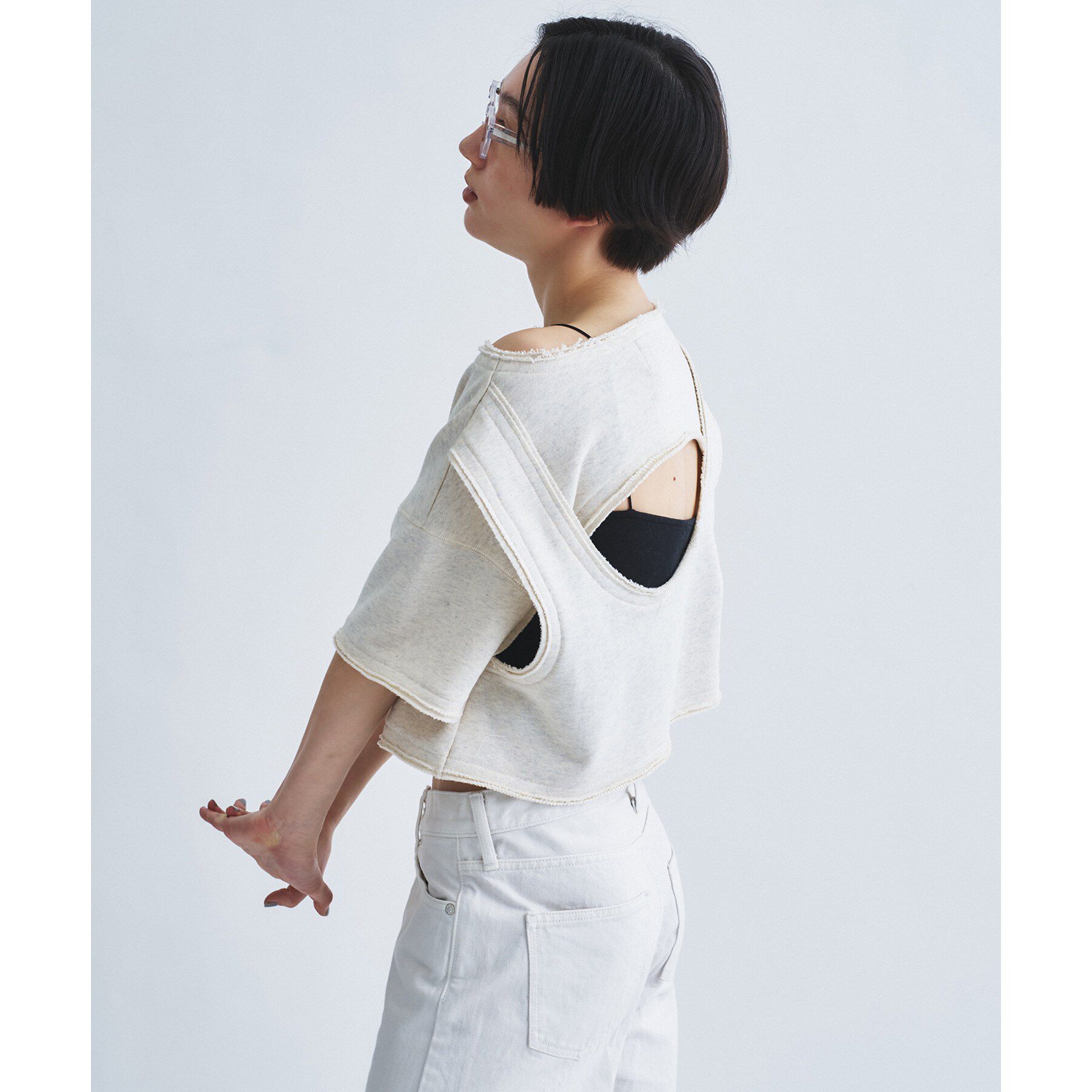 CODE A「back open half－sleeve sweat」|Tシャツ・カットソー|
