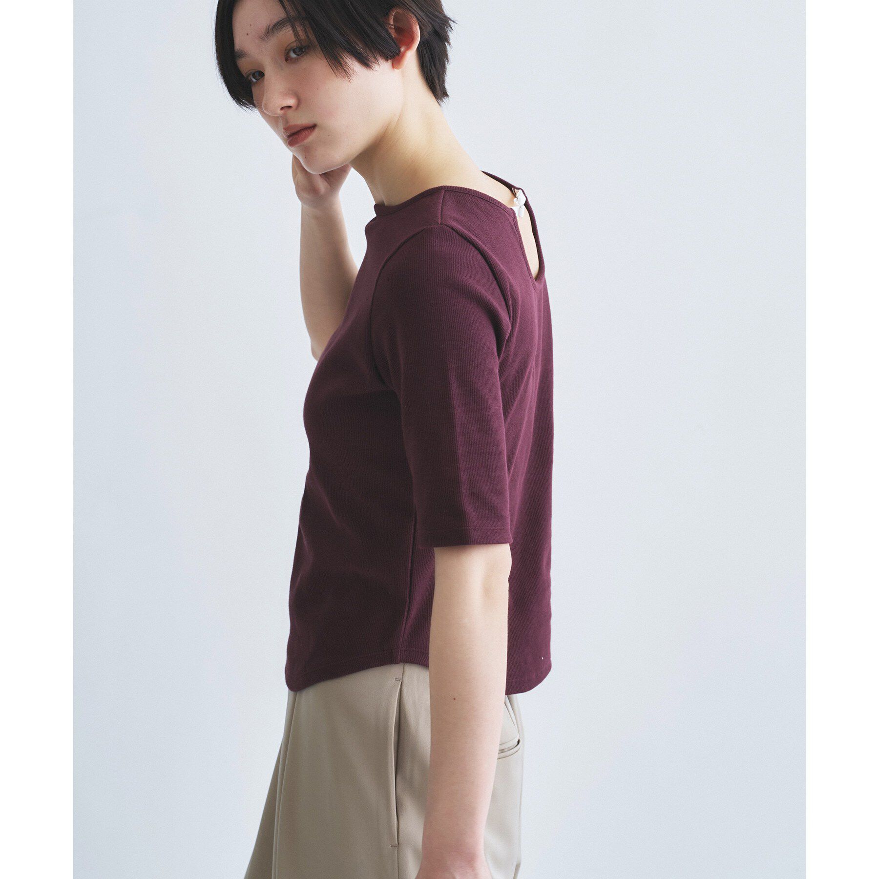 CODE A「rib jersey point neck tee」|Tシャツ・カットソー|