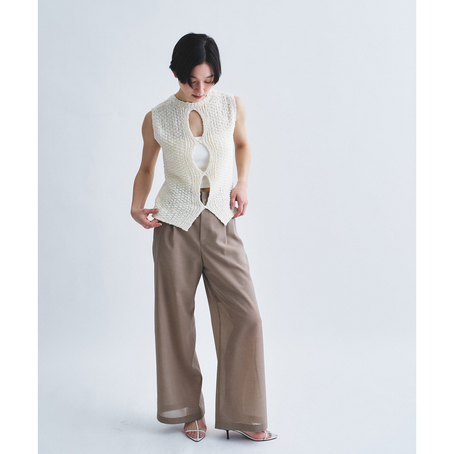 CODE A「cloudy open back tank」|ニット・セーター|