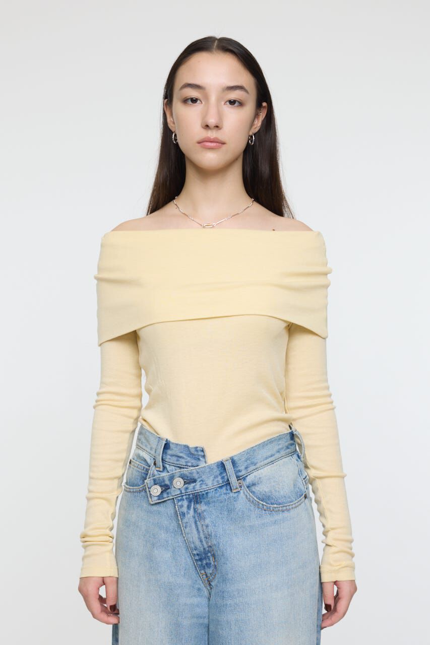 MOUSSY「OFF SHOULDER カットトップス」|その他|L/YEL1