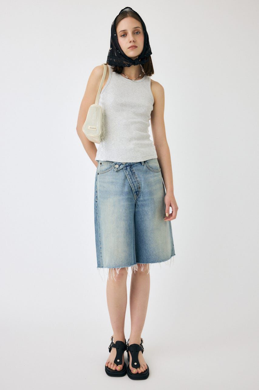 MOUSSY「CROSS WAIST HALF パンツ」|デニム|