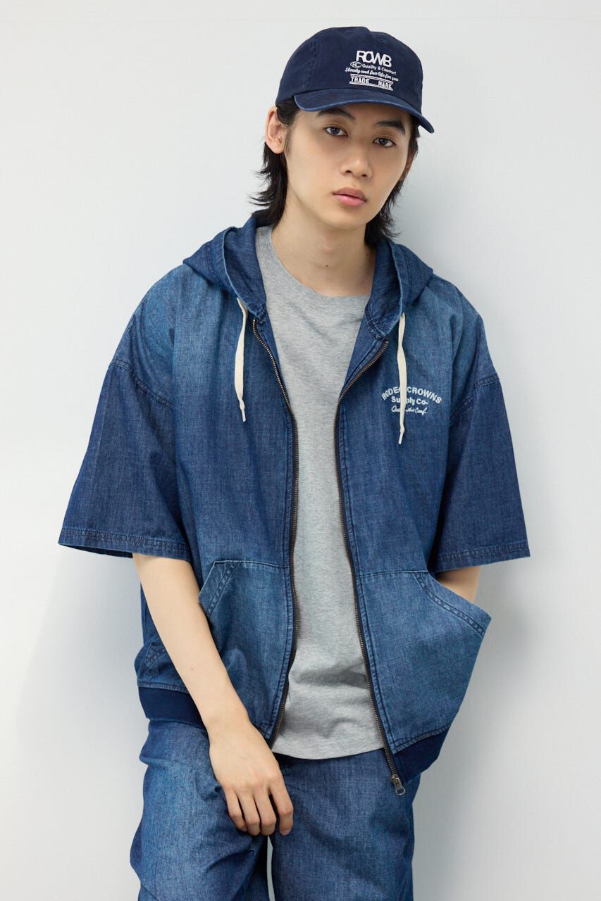 RODEO CROWNS「シャンブレーハーフスリーブZIPパーカー」|Tシャツ・カットソー|BLU