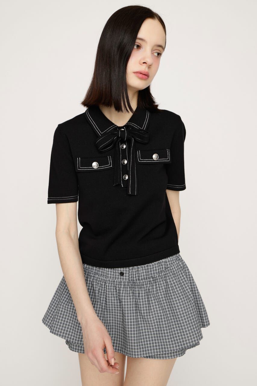 SLY「STICH COMPACT KNIT トップス」|ニット・セーター|BLK