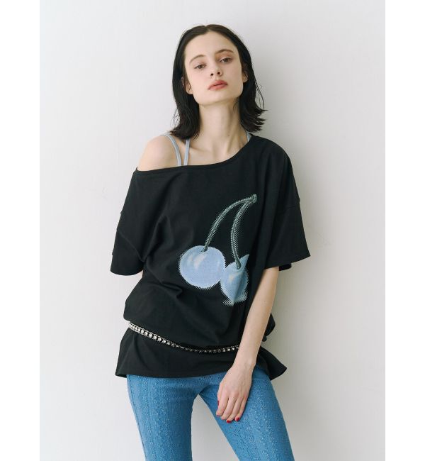 jouetie「チェリーワンショルルーズTシャツ」|Tシャツ・カットソー|