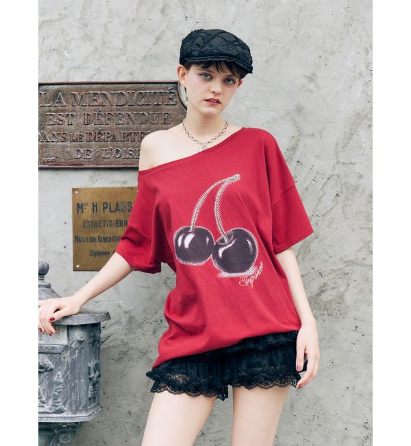 jouetie「チェリーワンショルルーズTシャツ」|Tシャツ・カットソー|