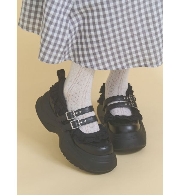merry jenny「frill mary jane metal sneakers」|スニーカー|ブラック