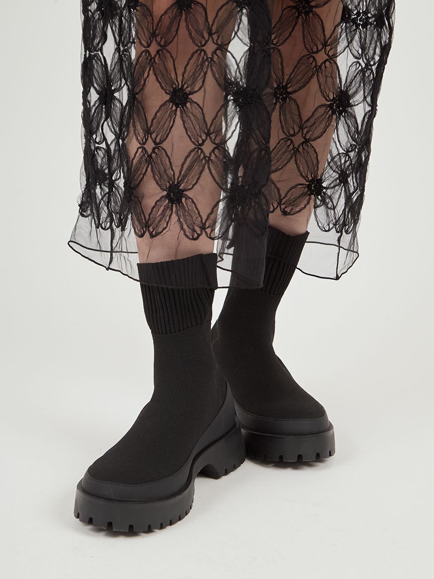 emmi atelier「ecoニットブーツ」|ショートブーツ|BLK