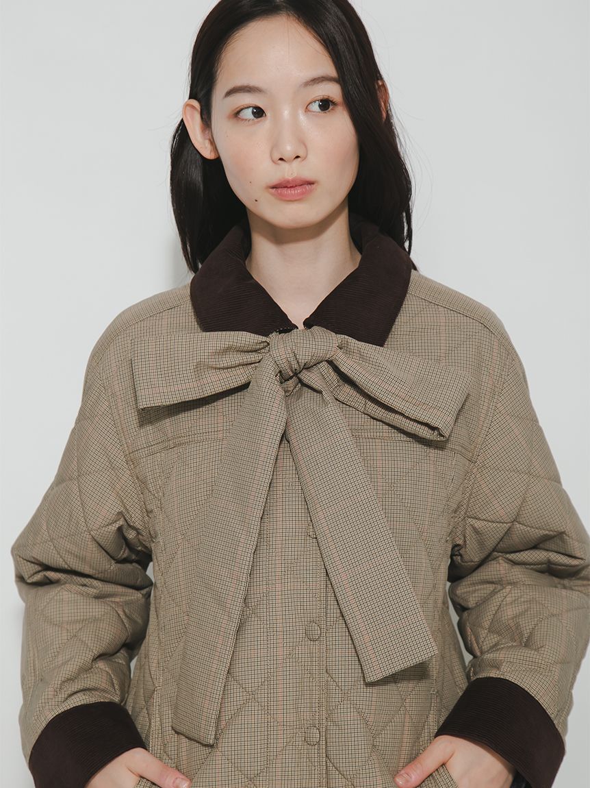 FURFUR「【限定カラー】パデッドボウタイキルティングブルゾン」|ブルゾン・スタジャン|