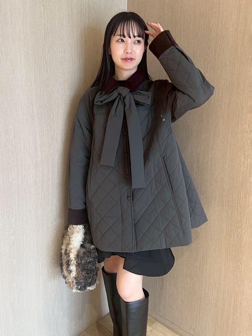 FURFUR「【限定カラー】パデッドボウタイキルティングブルゾン」|ブルゾン・スタジャン|