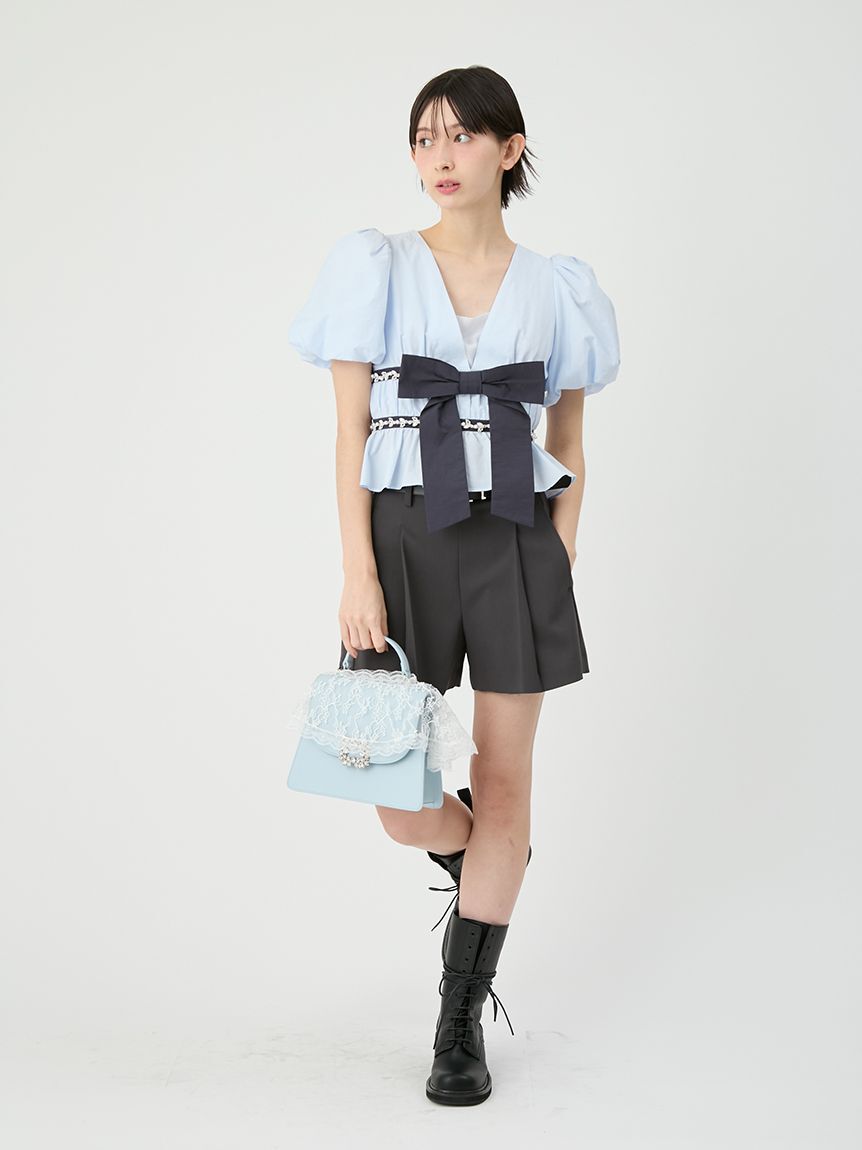 LILY BROWN「[L.B CANDY STOCK]ペプラムリボントップス」|Tシャツ・カットソー|