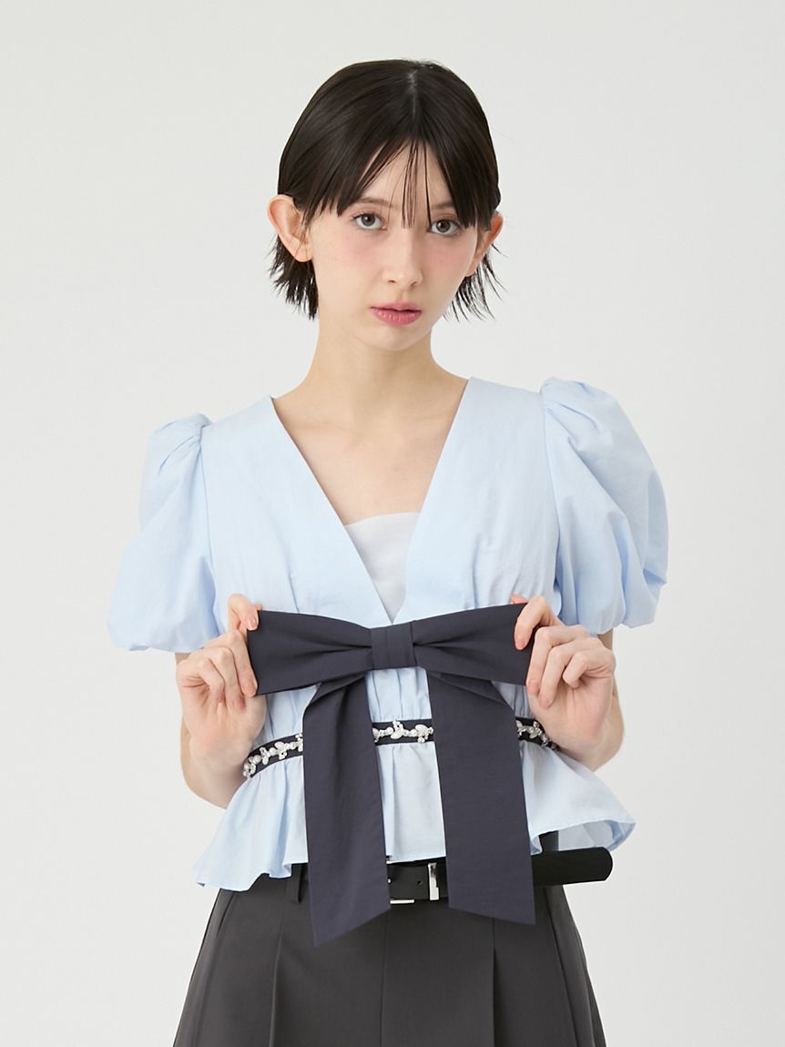 LILY BROWN「[L.B CANDY STOCK]ペプラムリボントップス」|Tシャツ・カットソー|