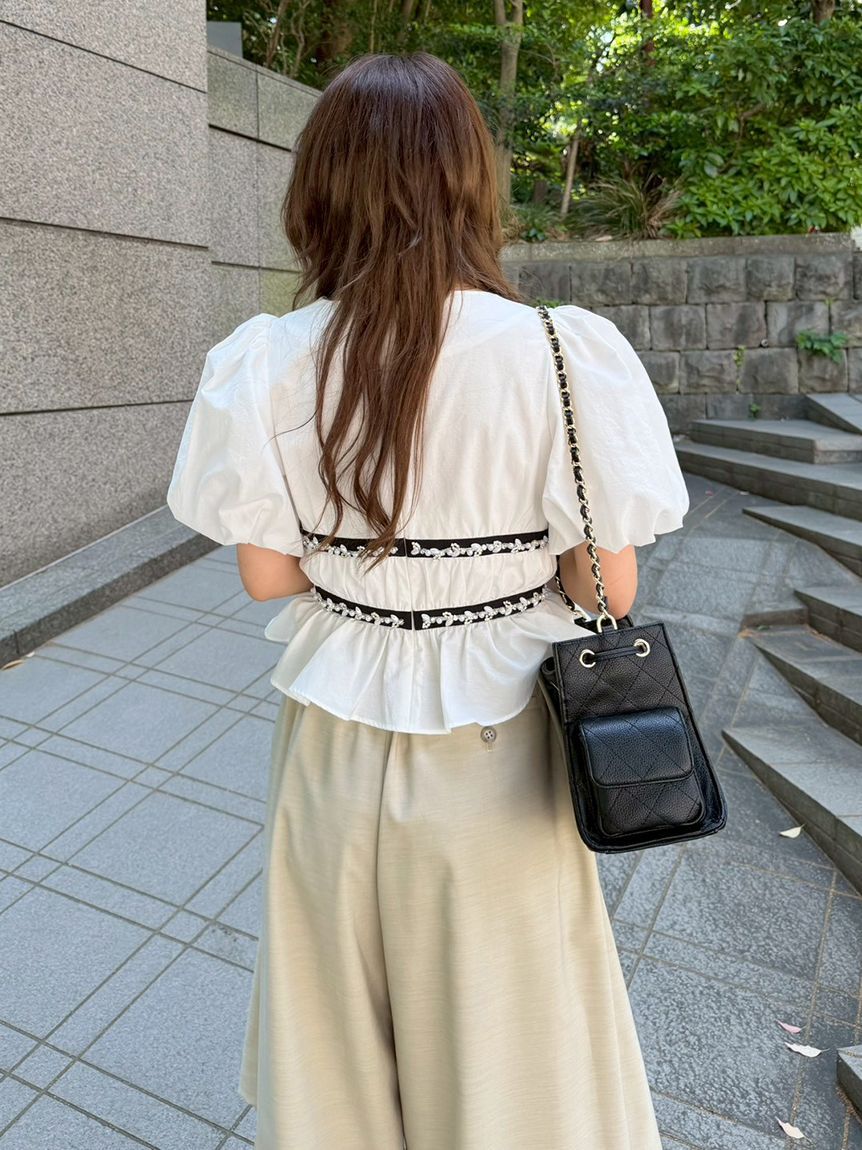 LILY BROWN「[L.B CANDY STOCK]ペプラムリボントップス」|Tシャツ・カットソー|