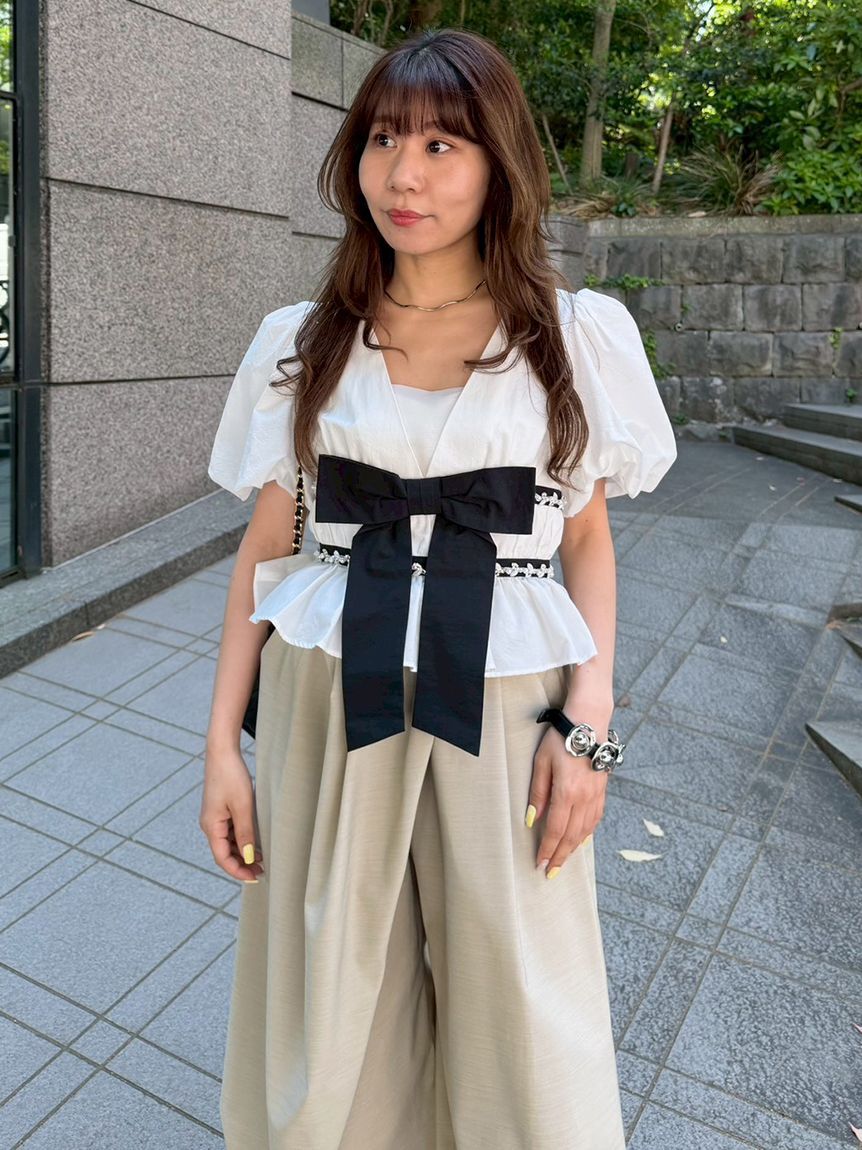 LILY BROWN「[L.B CANDY STOCK]ペプラムリボントップス」|Tシャツ・カットソー|