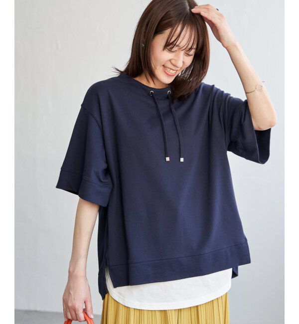 ikka「【雑誌 InRed 6月号掲載】コットンUSA鹿の子スピンドルプルオーバー」|Tシャツ・カットソー|ネイビー