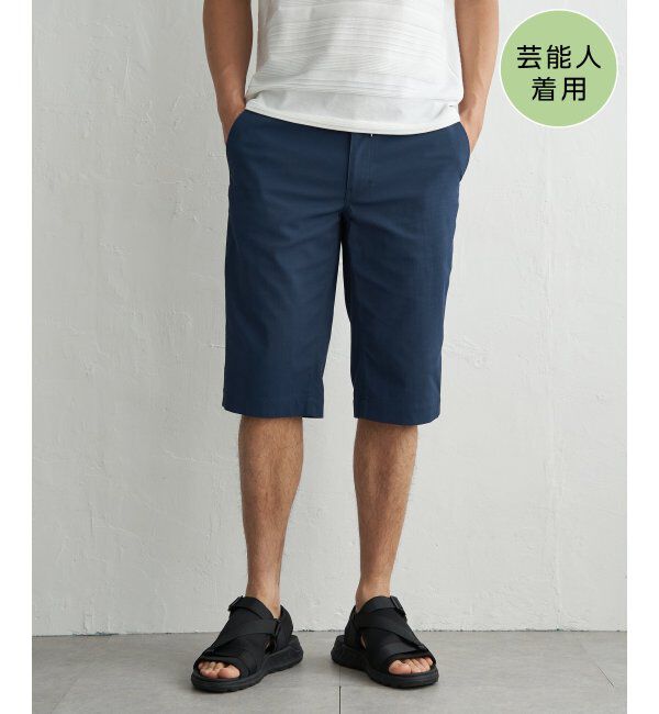 ikka「6.5分丈ドビーイージーハーフパンツ」|その他|ブルー