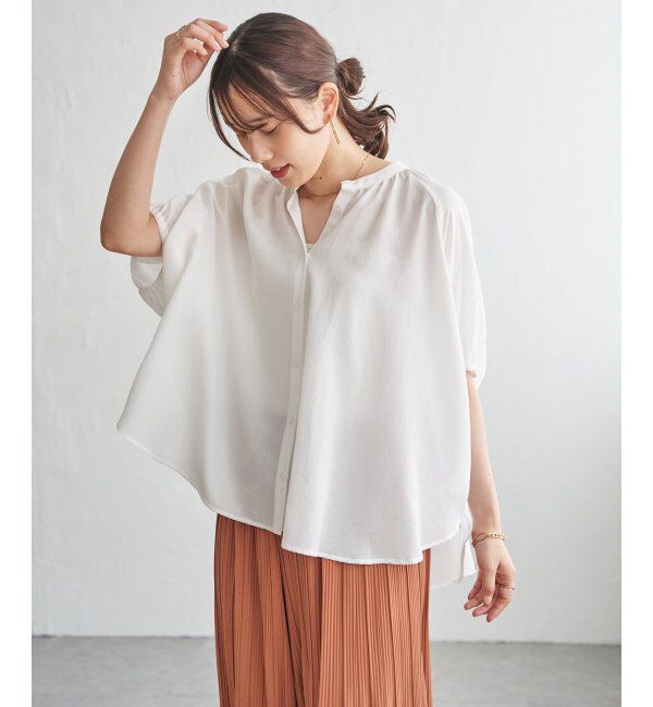 ikka「【接触冷感】ドルマンギャザーシャツ」|シャツ・ブラウス|オフホワイト