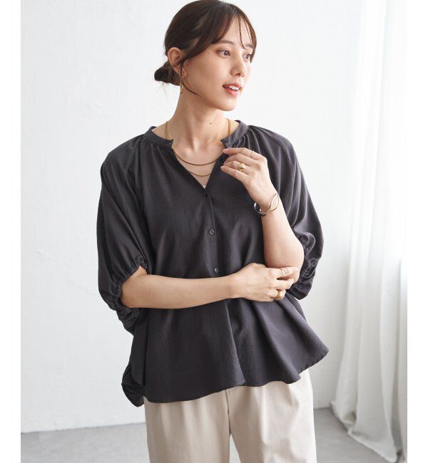 ikka「【接触冷感】ドルマンギャザーシャツ」|シャツ・ブラウス|