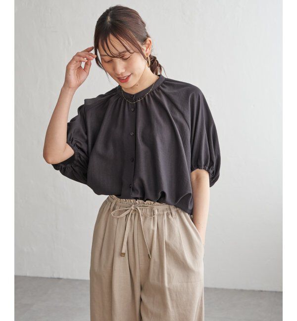 ikka「【接触冷感】ドルマンギャザーシャツ」|シャツ・ブラウス|