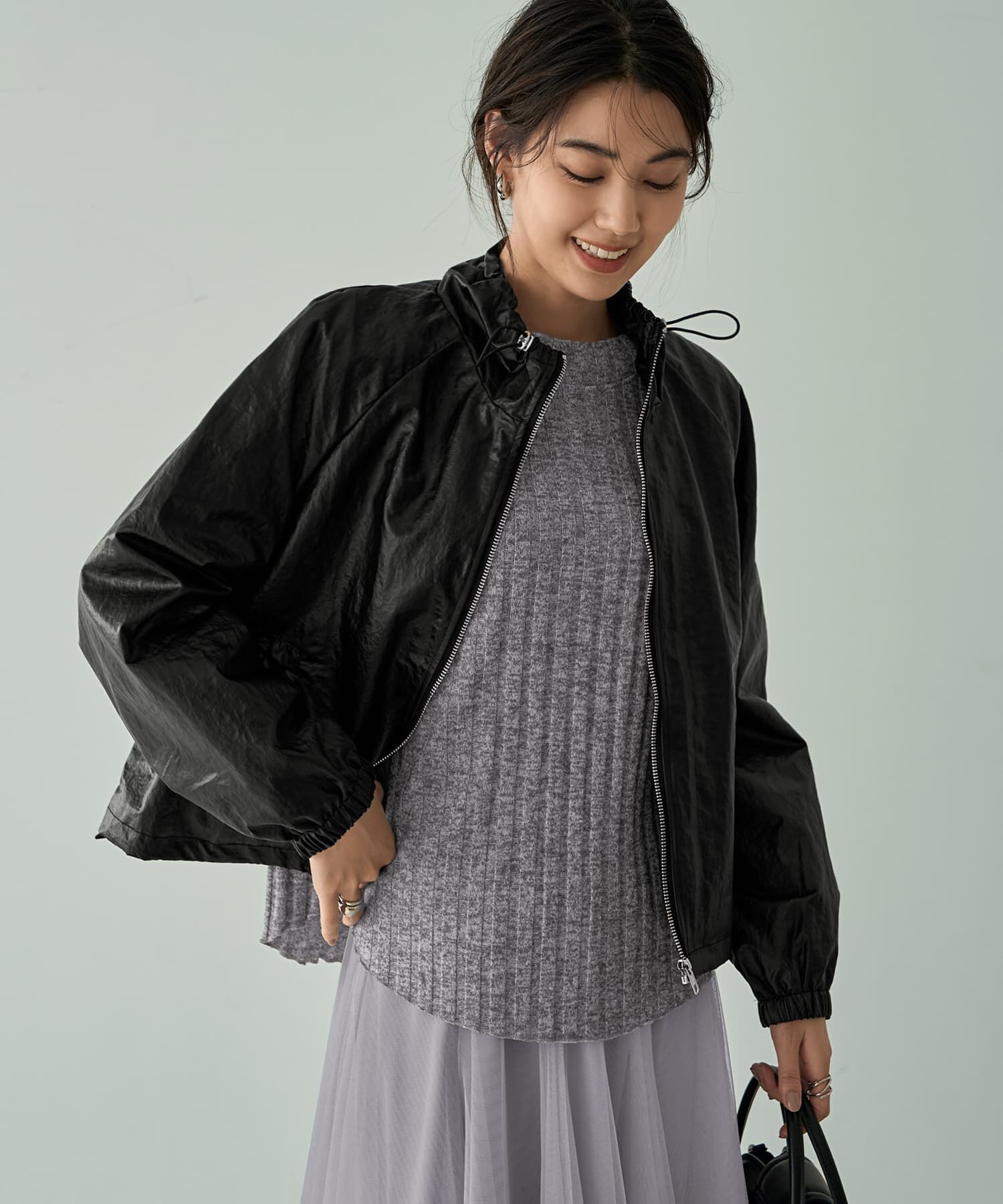 STYLE DELI「シワ加工フェイクレザーブルゾン」|その他|ブラック