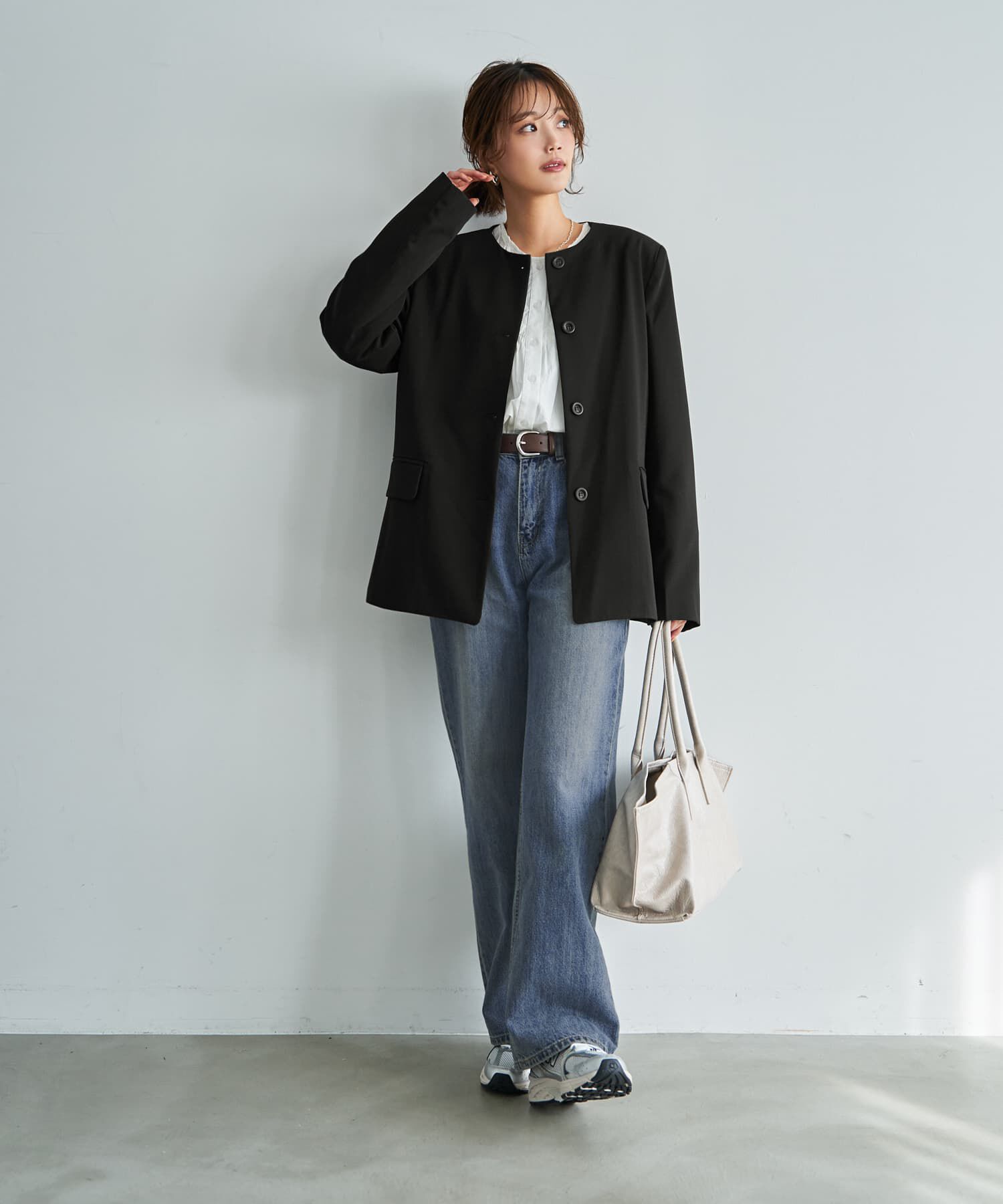 STYLE DELI「【LUXE】ラウンドネックノーカラージャケット」|ノーカラージャケット|