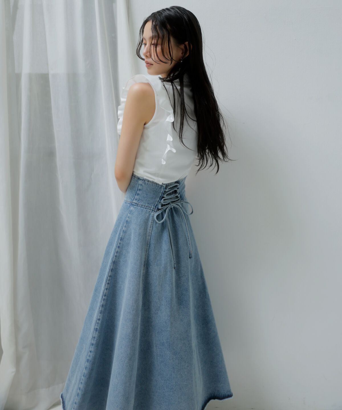 アンドクチュール「肩フリル刺繍シャツ」|シャツ・ブラウス|