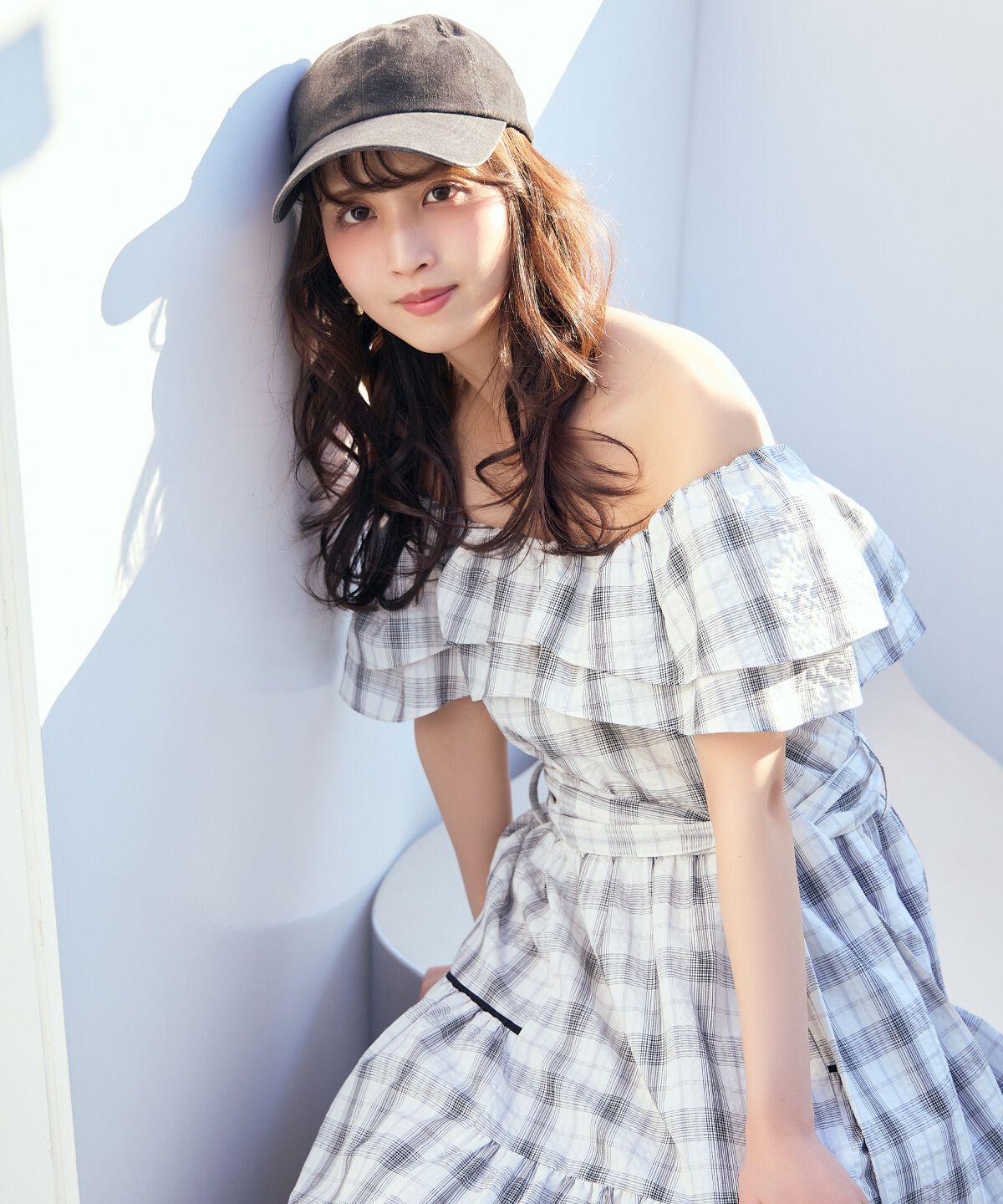 アンドクチュール「オフショルチェックフレアワンピース」|ワンピース|