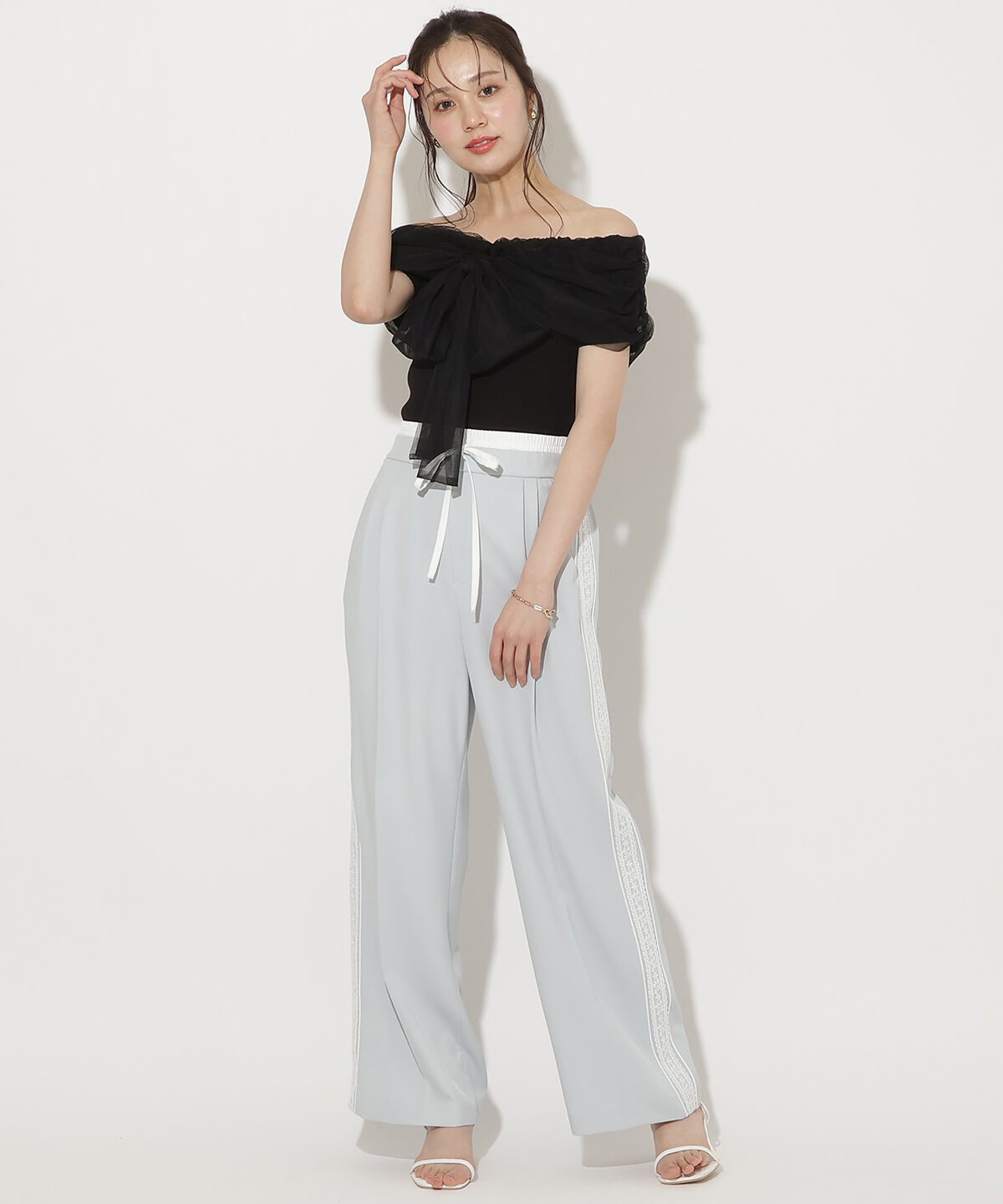 WILLSELECTION「サイドレースダブルウエストツータックパンツ」|その他|サックス