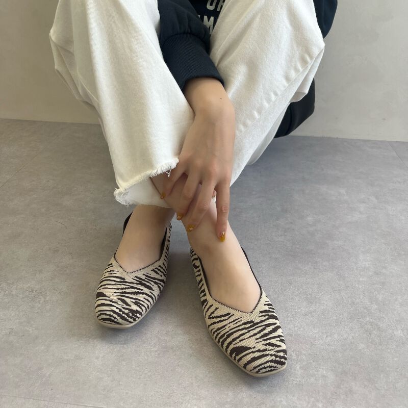 ORiental TRaffic「【 丸洗いOK 】 ニット パンプス /R-3215 軽量 フラット 通気性 柔らかい」|パンプス|BEIGE/BROWN