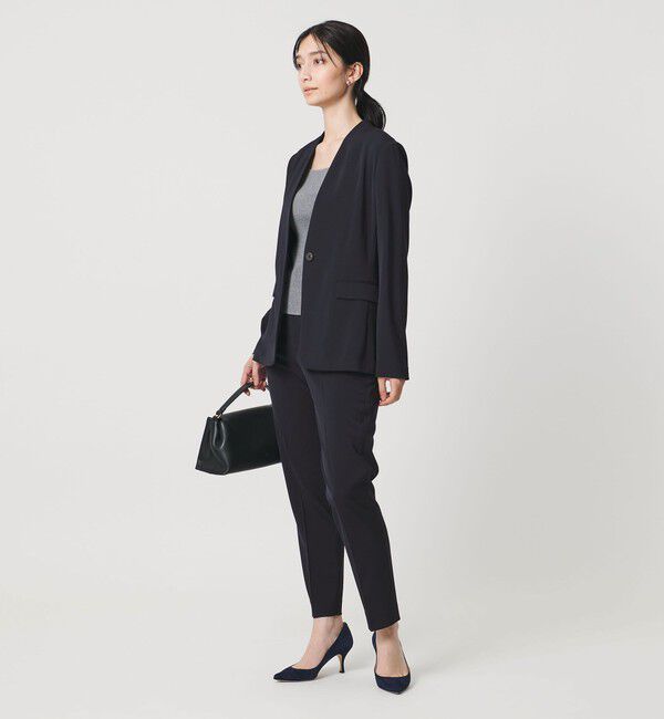 UNITED ARROWS「FEEL CLEAN Vノーカラー ジャケット ‐防シワ ストレッチ UVカット‐」|ノーカラージャケット|