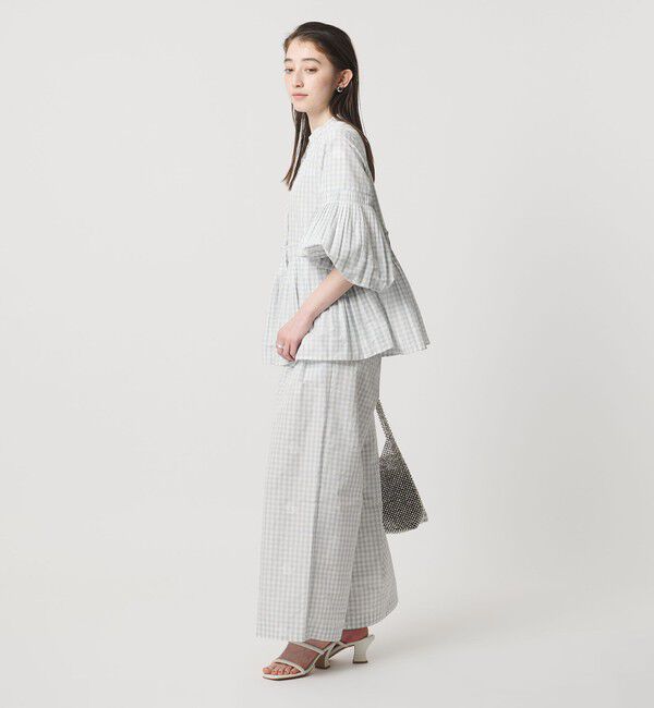 UNITED ARROWS「ギンガムチェック フラワー ジャガード ブラウス ‐ウォッシャブル‐」|シャツ・ブラウス|
