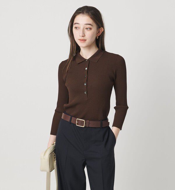 UNITED ARROWS「7分袖 シャツ コンビ ポロニット」|ニット・セーター|