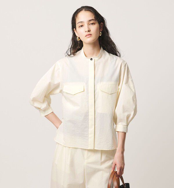 UNITED ARROWS「NALYA バンドカラー シャツ」|シャツ・ブラウス|OFF WHITE
