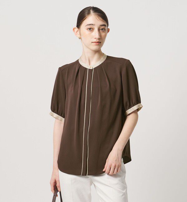 UNITED ARROWS「バイカラーパイピング ショートスリーブ ブラウス」|シャツ・ブラウス|