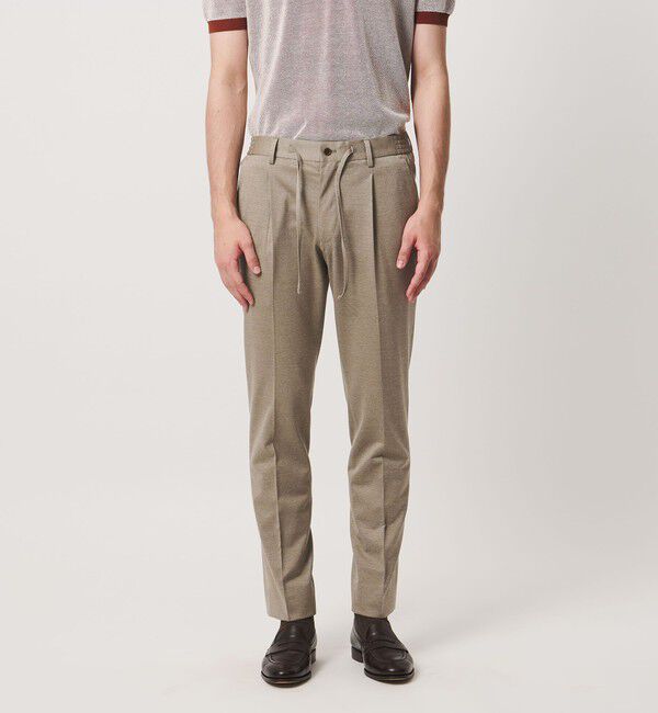 UNITED ARROWS「ジャージー スリムテーパード サイドシャーリング 1プリーツ スラックス」|スラックス|