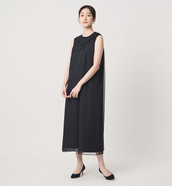 UNITED ARROWS「オーガンジー レース ワンピース」|ワンピース|NAVY