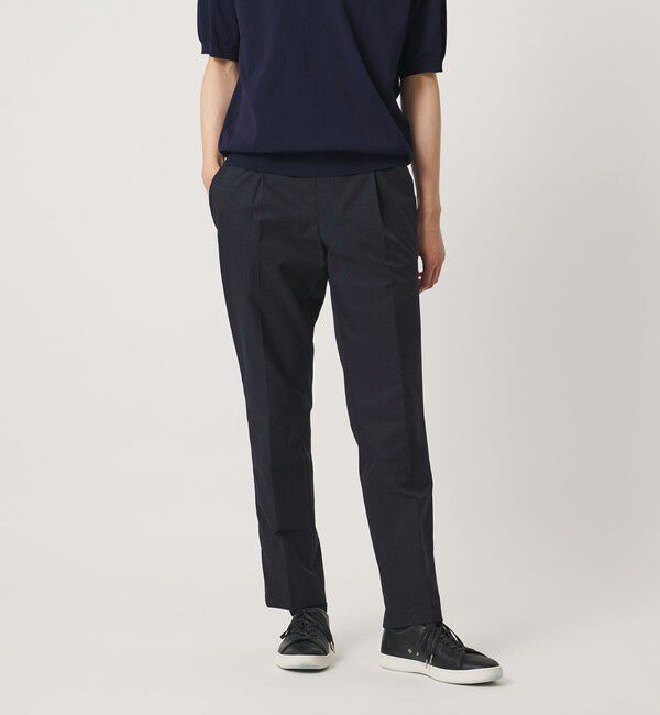 UNITED ARROWS「COOL DOTS プリント サイドシャーリング 1プリーツ パンツ ウォッシャブル ストレッチ」|スラックス|