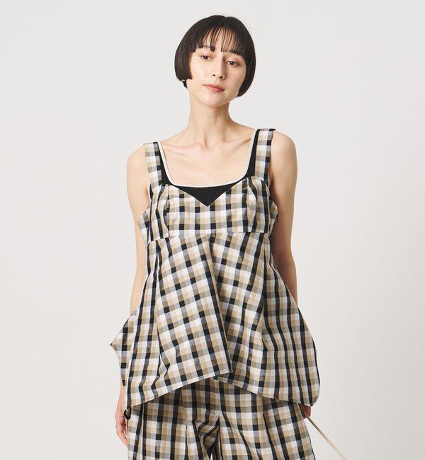 UNITED ARROWS「カラー ギンガムチェック キャミソール ‐ウォッシャブル‐」|キャミソール|BEIGE
