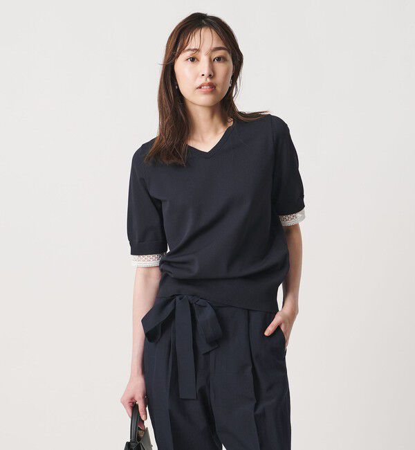 UNITED ARROWS「4WAY ボウタイレース ショートスリーブ ニット」|ニット・セーター|